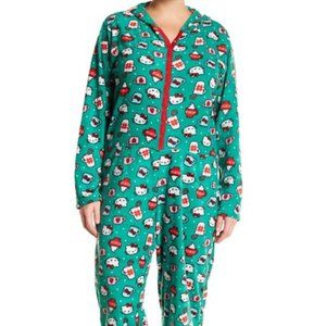 Hello Kitty Holiday Mugs Hooded Jumpsuit
